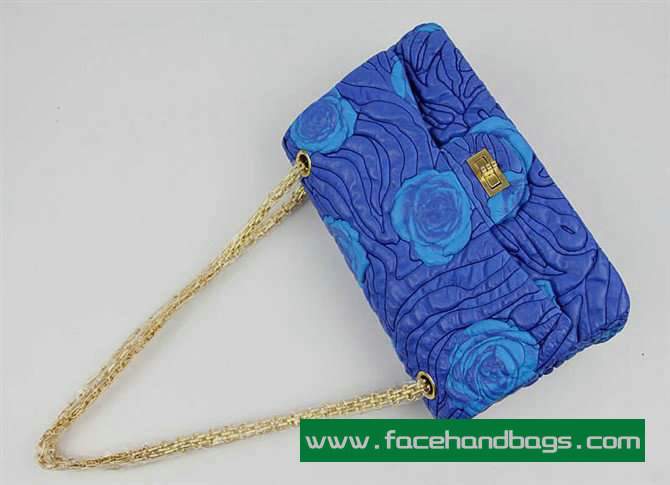 Chanel 2.55 Rose Handbag 50145 Gold Hardware-Blue
